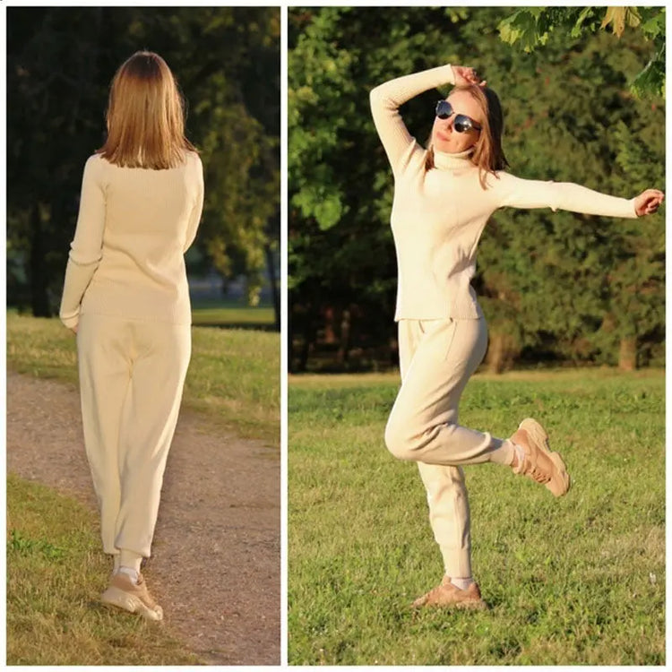 Sweater Casual Suit Pants Female Autumn And Winter Thick Thermal Knitting - shopluxelook.store