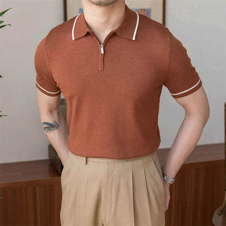 Versatile Slim Knitted POLO Shirt Retro Men shopluxelook.store