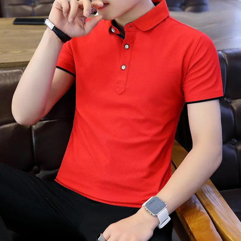 Polo Shirt For Men Casual Short Sleeve Polo Shirts Patchwork Turn-down Collar Zipper T-Shirt Summer Men Shirt Tops shopluxelook.store