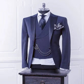 Navy Blue Men Blazer Business Modern Men Suit With Pants shopluxelook.store