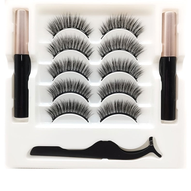 Magnetic Eyelashes Eyeliner Set Long Lasting False Mink Waterproof Eye