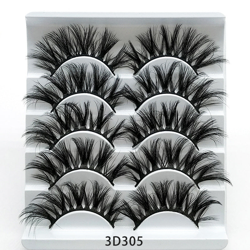 Mink False Eyelashes 3D False Eyelashes Five Pairs Of Soft Cotton Stalk Eyelashes