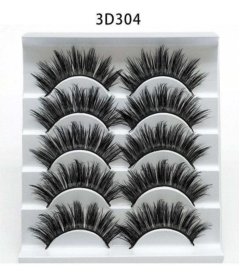 Mink False Eyelashes 3D False Eyelashes Five Pairs Of Soft Cotton Stal