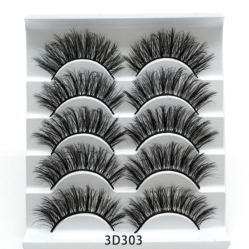 Mink False Eyelashes 3D False Eyelashes Five Pairs Of Soft Cotton Stal