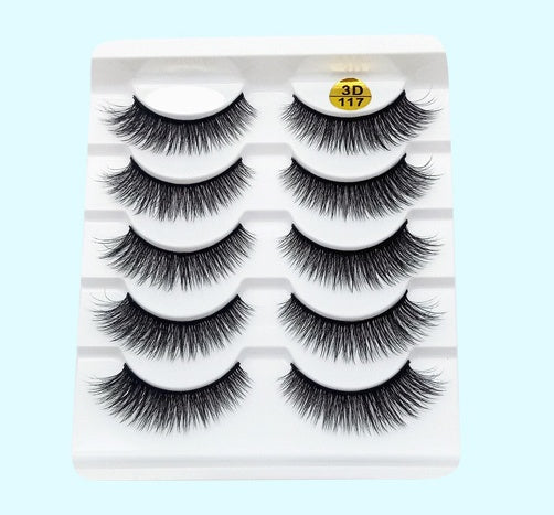 Mink False Eyelashes 3D False Eyelashes Five Pairs Of Soft Cotton Stal