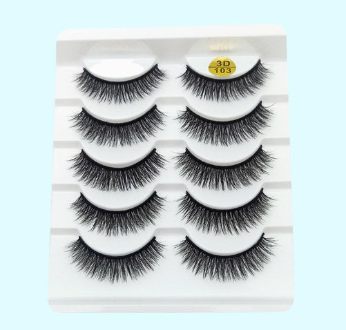 Mink False Eyelashes 3D False Eyelashes Five Pairs Of Soft Cotton Stal