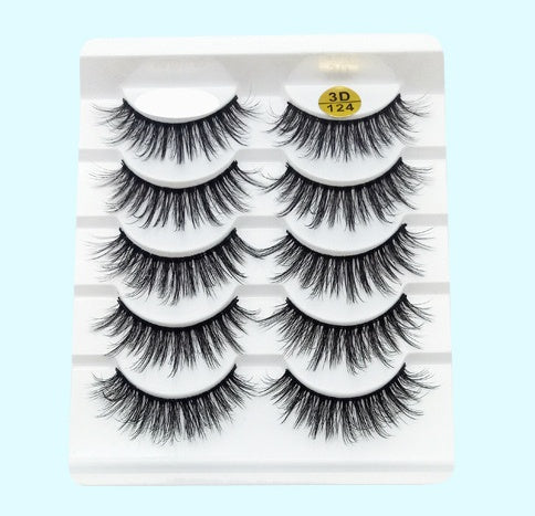 Mink False Eyelashes 3D False Eyelashes Five Pairs Of Soft Cotton Stal