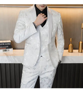 Wedding Embossed Dress Suit Three-piece Suit For Men shopluxelook.store