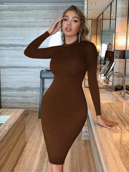 SHEIN Ezwear Solid Scoop Neck Bodycon Dress