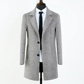 Double-faced Woolen Goods Wool Overcoat Mid-length Herringbone Pattern Handsome Jacket shopluxelook.store