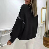 Spring And Autumn Fashion Solid Color Round Neck Long Sleeve Loose Knitted Sweater - shopluxelook.store