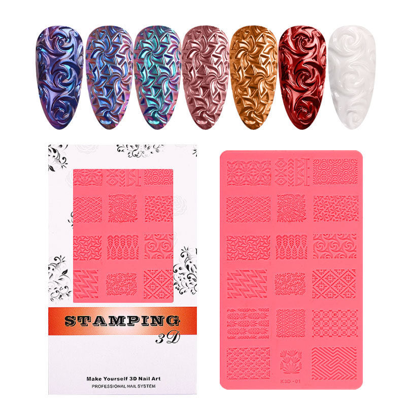 Nail Art Silicone Printing Stencil Plastic 3D Relief