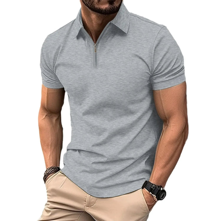 Zipper And Lapel Top Polo Shirt Men shopluxelook.store