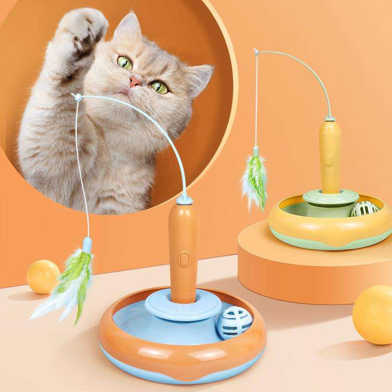 cat toy-2 In 1 Pet Cat Toy With Feather For Self-play Cat Turntable Pets Supplies Cat Toy Toys Cats Items Products-shopluxelook.store