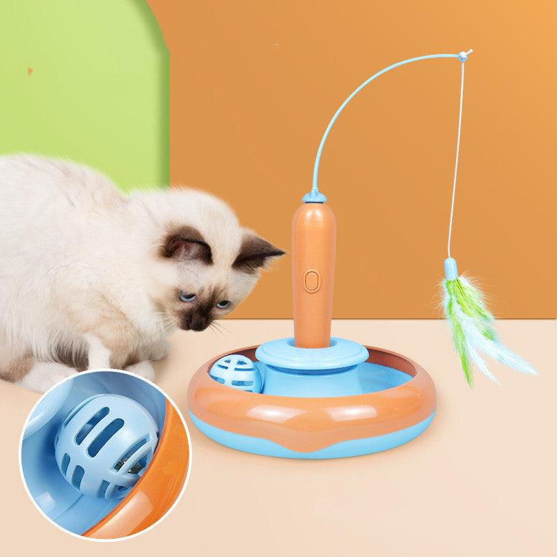 cat toy-2 In 1 Pet Cat Toy With Feather For Self-play Cat Turntable Pets Supplies Cat Toy Toys Cats Items Products-shopluxelook.store