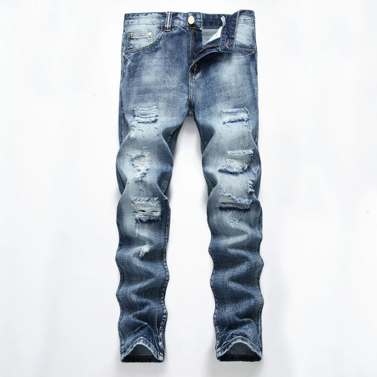 Ripped Fashion Slim-fit Trendy Straight Men&