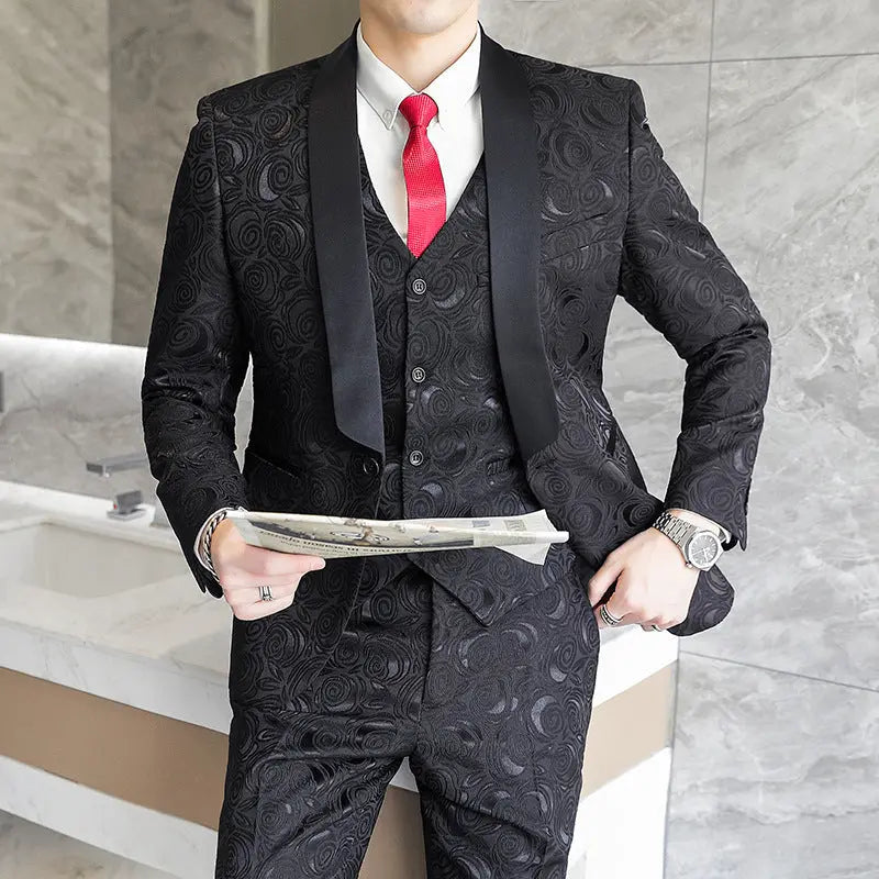 Wedding Embossed Dress Suit Three-piece Suit For Men shopluxelook.store