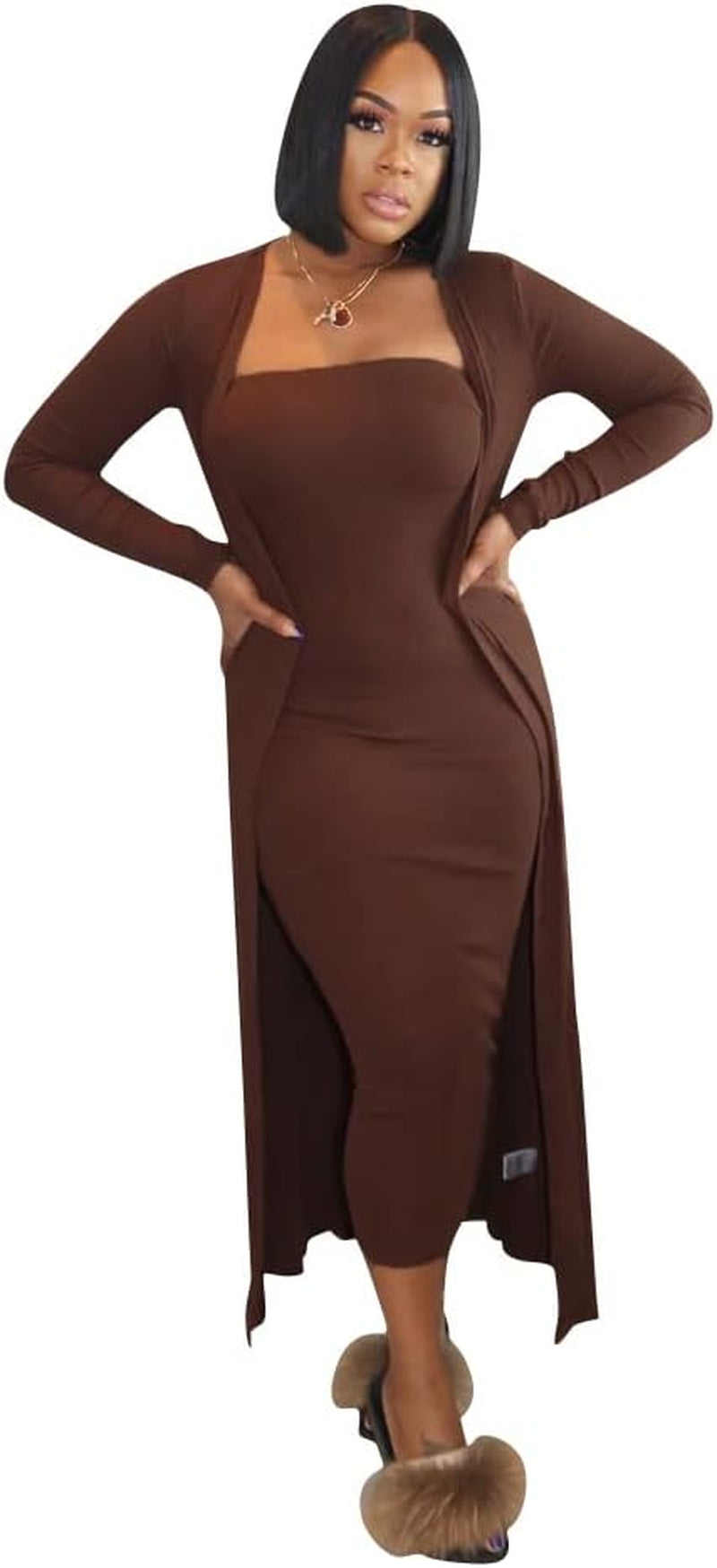 Two Piece for Women Sexy off the Shoulder Bodycon Midi Dresses with Lo