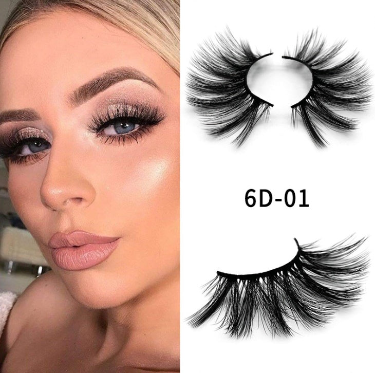 Nethong 25mm mink false eye lashes 6D three-dimensional messy cross-ey