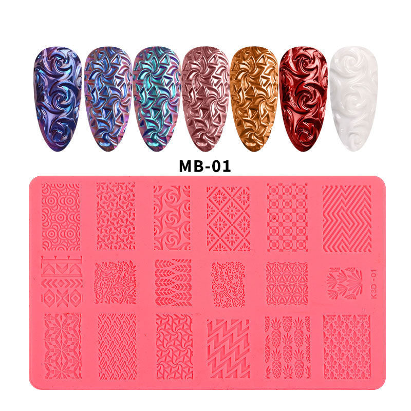 Nail Art Silicone Printing Stencil Plastic 3D Relief