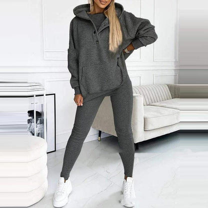 3pcs Women's Sports Suit Loose Hooded Pockets Sweatshirt And Vest And Slim Trousers - Luxury 0 by Shop Luxe Look