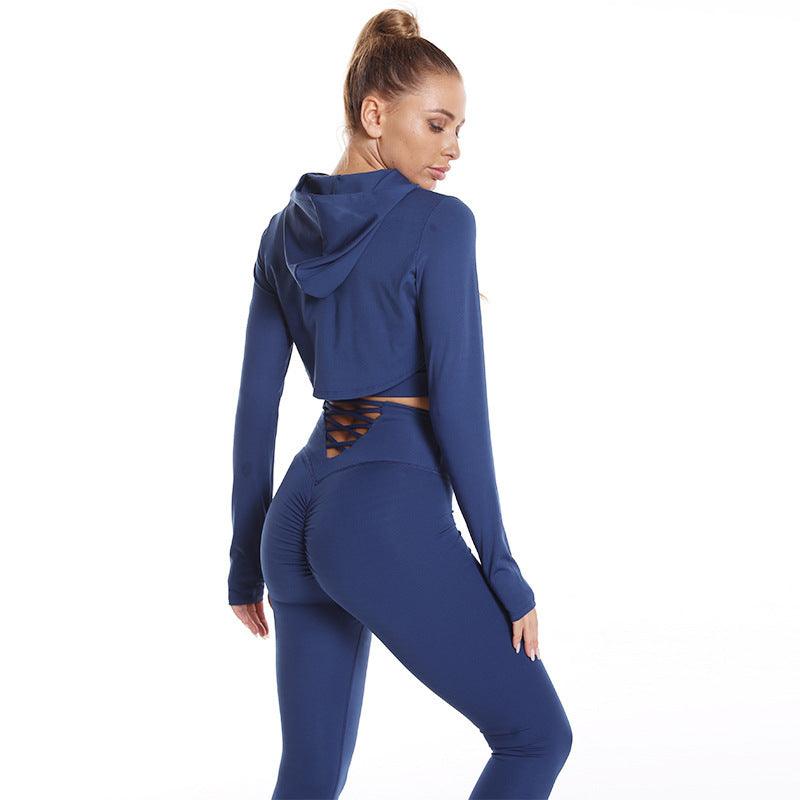 3pcs Sports Suits Long Sleeve Hooded Top Hollow Design Camisole And Butt Lifting High Waist Seamless Fitness Leggings Sports Gym Outfits Clothing-shopluxelook.store