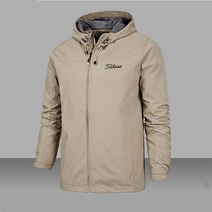 Men's Waterproof Windbreaker Jacket - Khaki / Medium