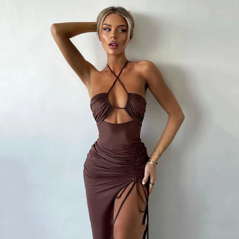 Sleeveless Sexy Dress Women Clothing Backless Hollow Out Slim Party Dr