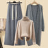 Idle Style Three-piece Set Thick Turtleneck Sweater Wide Leg Pants Wear Long Cardigan Jacket Slimming - shopluxelook.store