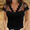 Women's Slim Solid Color Lace Short-sleeved Top T-shirt