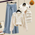 Three-piece Vest Thickened Sweater Wide-leg Pants Women&