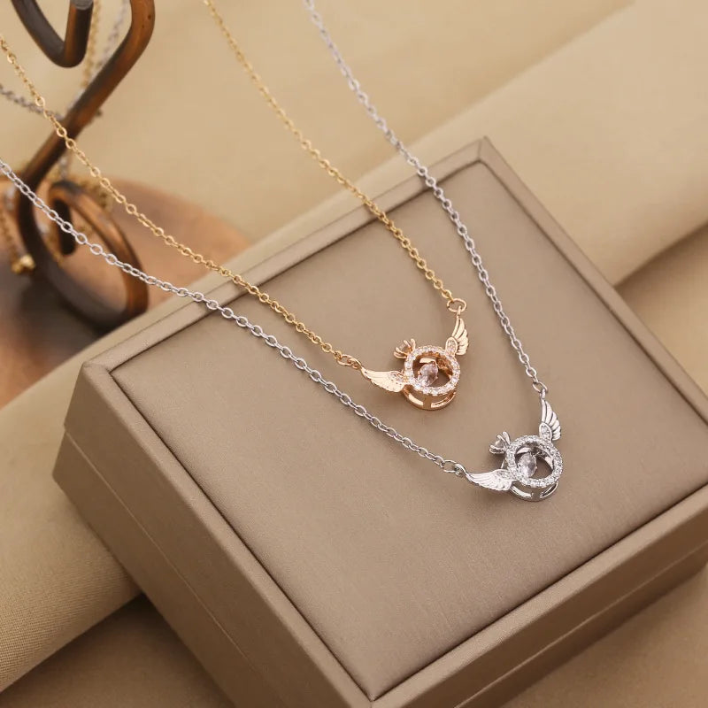 Heart-Beating Clavicle Chain with Smart Angel Wing