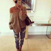 Off-the-shoulder Long Sleeve Sweater For Women shopluxelook.store