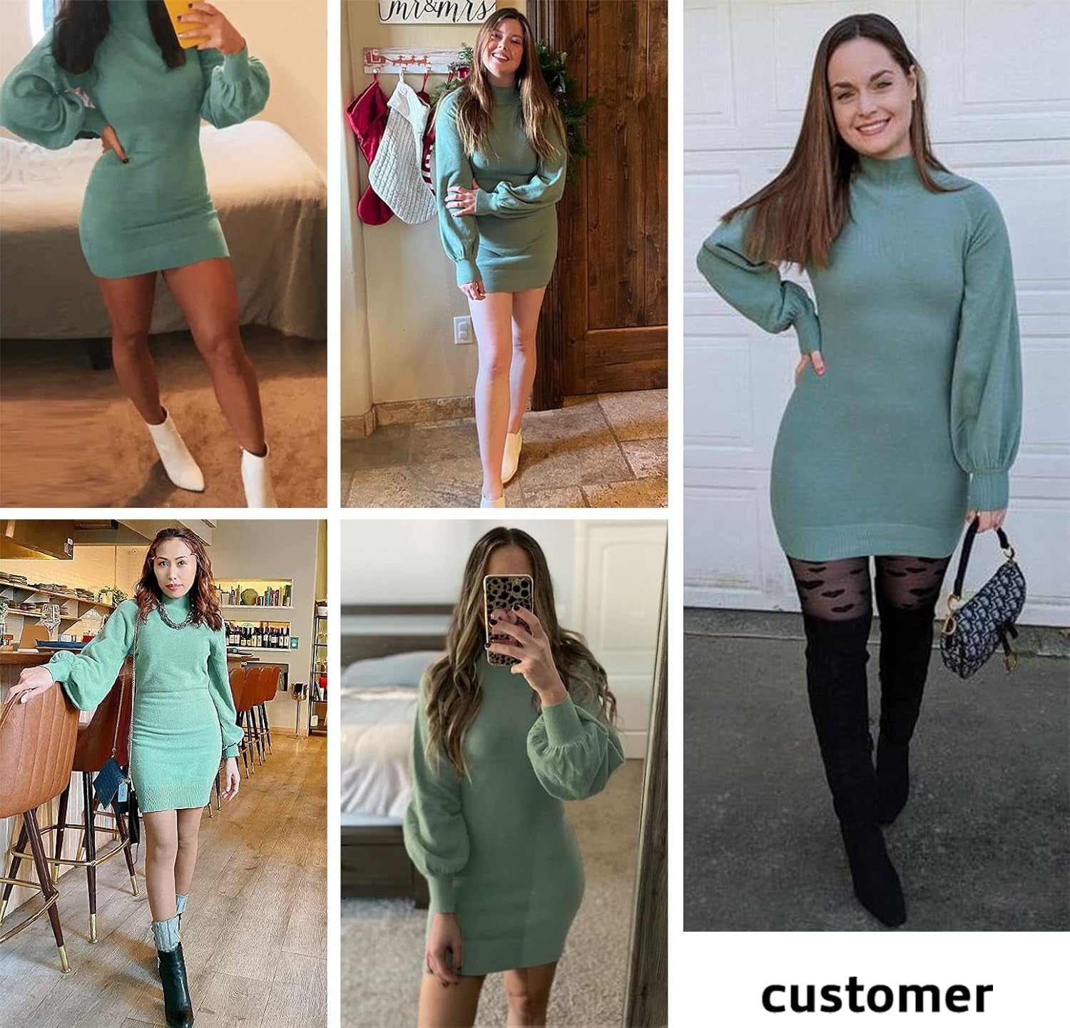 Women'S 2024 Mock Neck Ribbed Long Sleeve Bodycon Pullover Cute Mini S