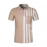 Striped Printing Lapel Polo Shirt Men shopluxelook.store