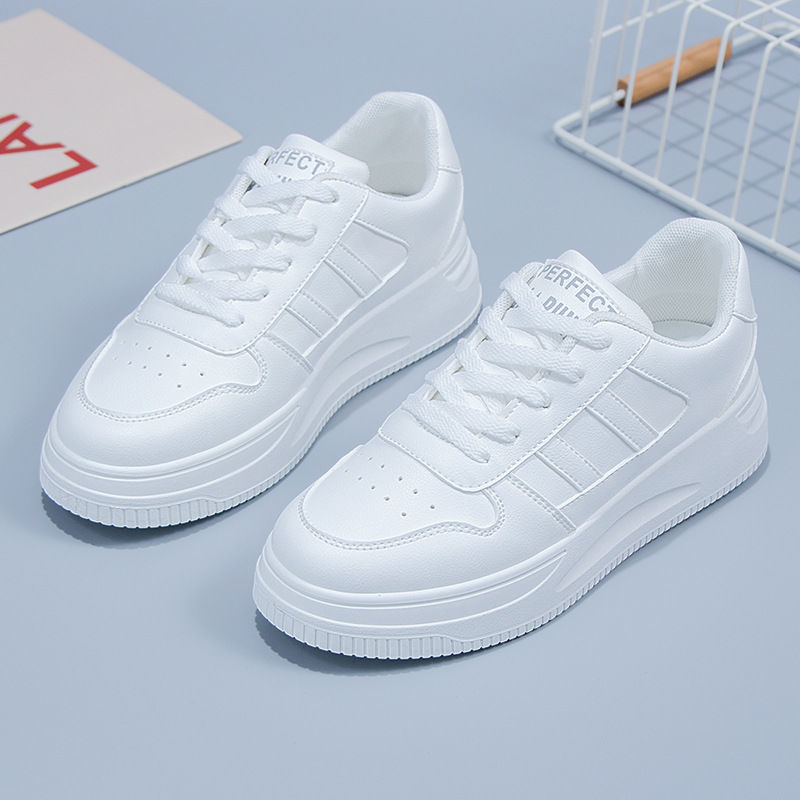 Women's All-matching Casual Sports Leather Summer White Sneakers Inter