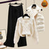 Three-piece Vest Thickened Sweater Wide-leg Pants Women&