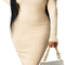 Women'S Long Sleeve Ribbed Knit Casual Bodycon Mini Dress Fall Pullover Sweater Dresses Beige