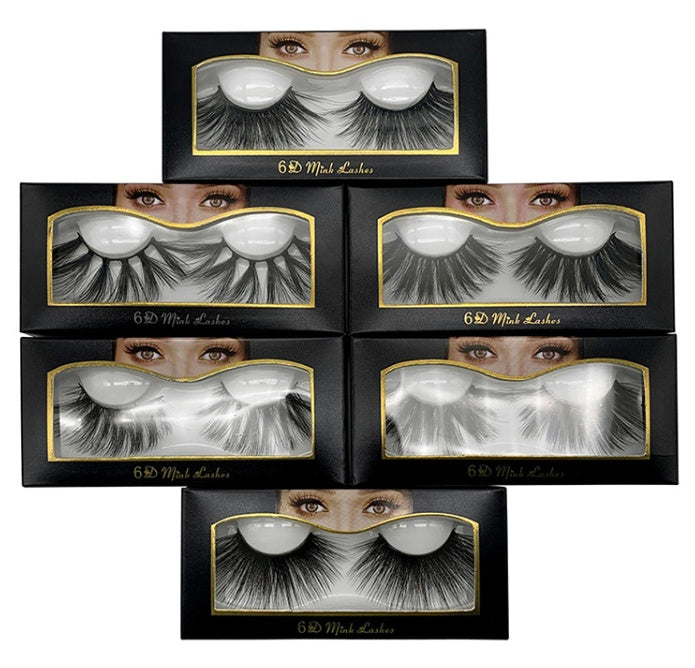 Nethong 25mm mink false eye lashes 6D three-dimensional messy cross-ey