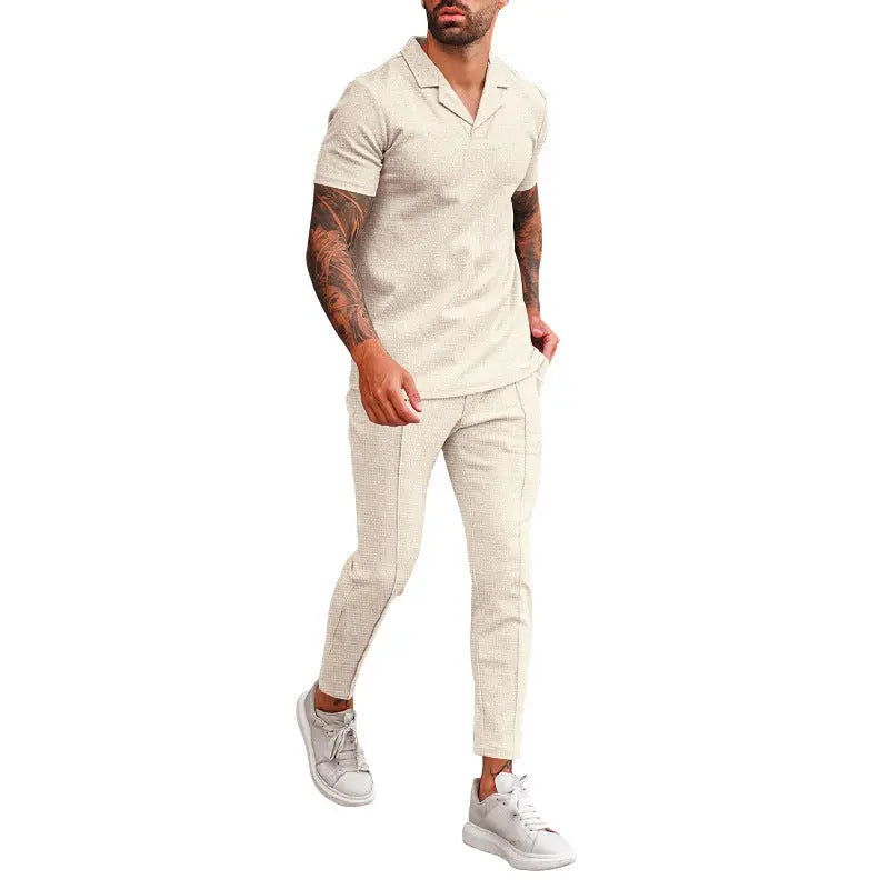 V Neck Casual Lapel Shirt Men&