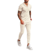 V Neck Casual Lapel Shirt Men&