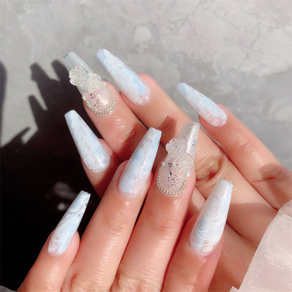 Premium Feel Wearable Nails Soft Macchiato Blue Ice