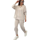 Metal Button Long Sleeve Shirt Sports Casual Ankle Banded Pants Suit shopluxelook.store