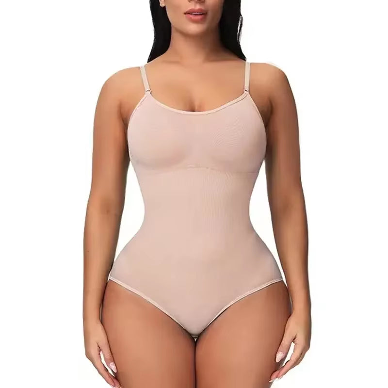 1 Piece Solid Seamless Shaping Shapewear Bodysuit, Tummy Control Butt 