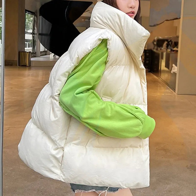 Autumn Winter Y2K Vest Women Thick Warm down Vest Harajuku Loose Jacke