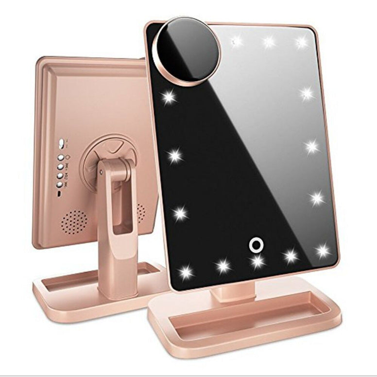 Touch Screen Makeup Mirror With 20 LED Light Bluetooth Music Speaker 1