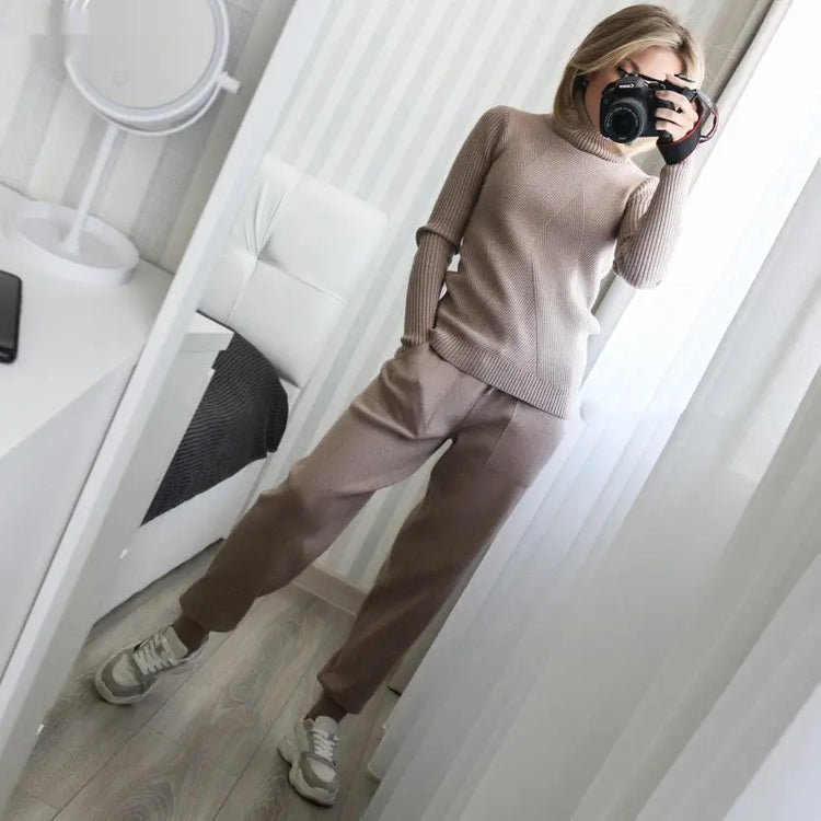 Sweater Casual Suit Pants Female Autumn And Winter Thick Thermal Knitting - shopluxelook.store