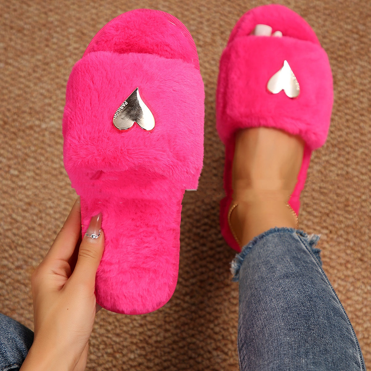 Fluffy Slipper Fall Winter Warm Home Fur Furry Slippers Women Plush Sh