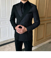 British Striped Double Breasted Suit Men shopluxelook.store