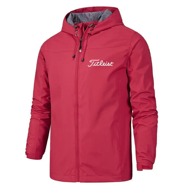 Men's Waterproof Windbreaker Jacket - Red / Large